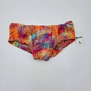 NWT Fused Hawaii Bikini Bottom L Tropical Palm Print Ruched Swimsuit